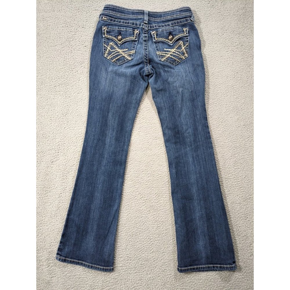 Ariat Jeans Womens 28 Turquoise Whipstitch Boot Flap Pockets Western Blue - Picture 2 of 16